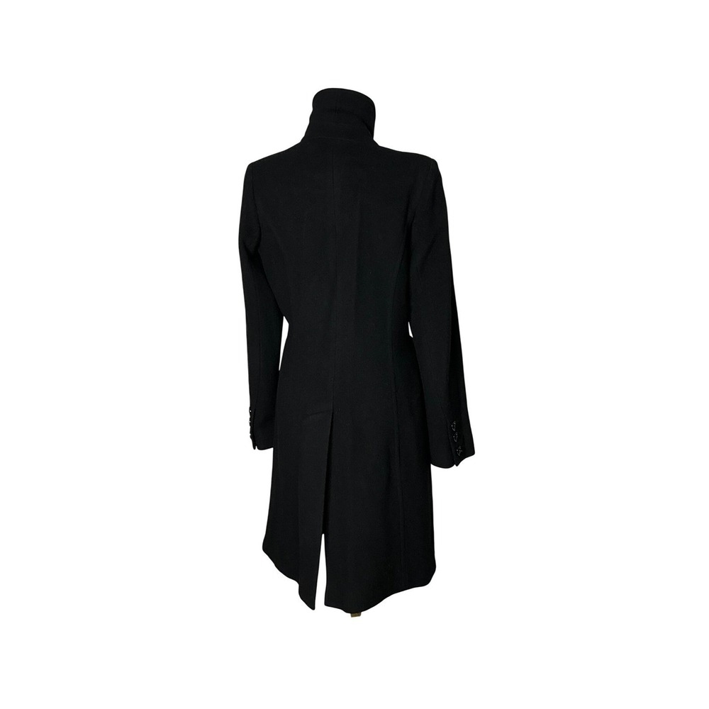 Anne Klein Wool Blend Long Coat Black Button Front Winter Dressy Classic Size 2 - Picture 5 of 9